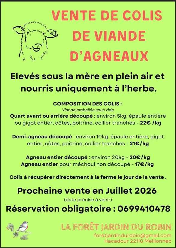 Vente de colis de viande d'agneau bio